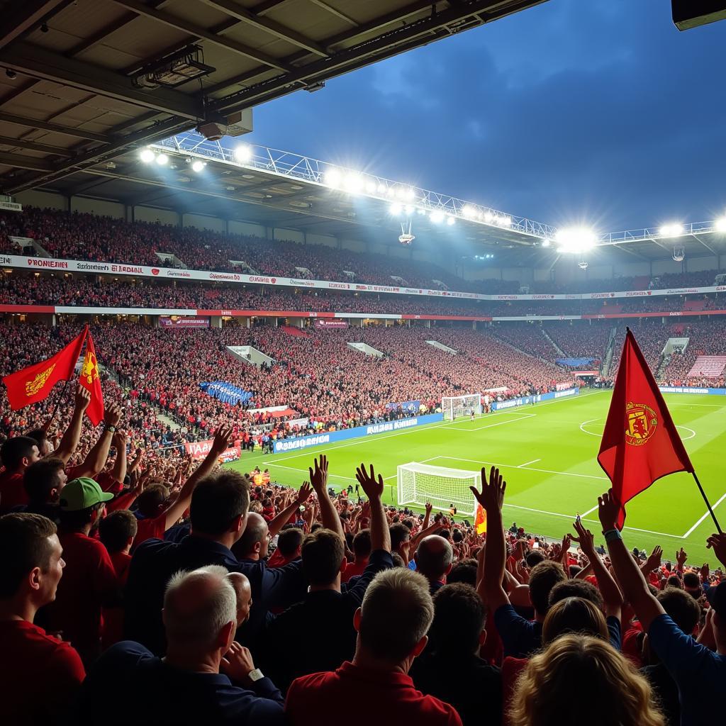 Football Fans Celebrating a Goal in the Stadium