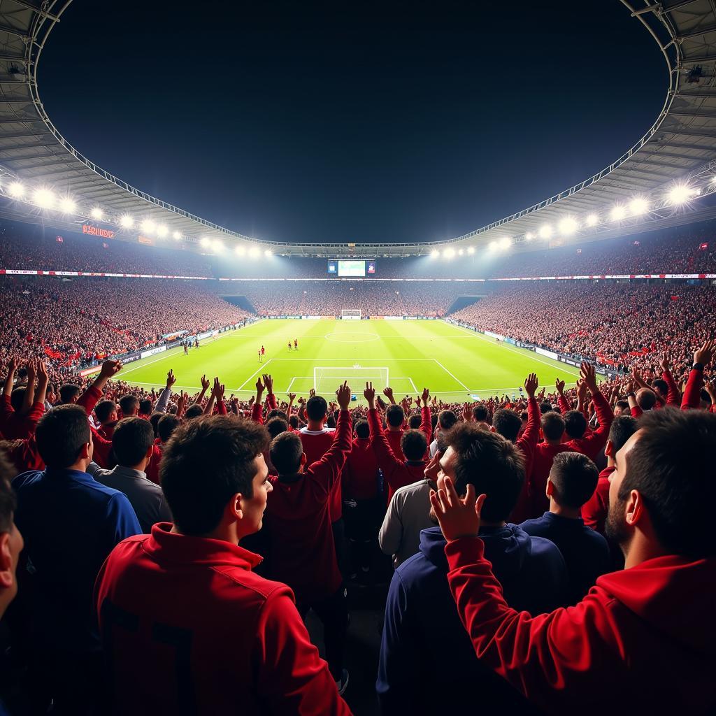 Football Fans Cheering in a Stadium