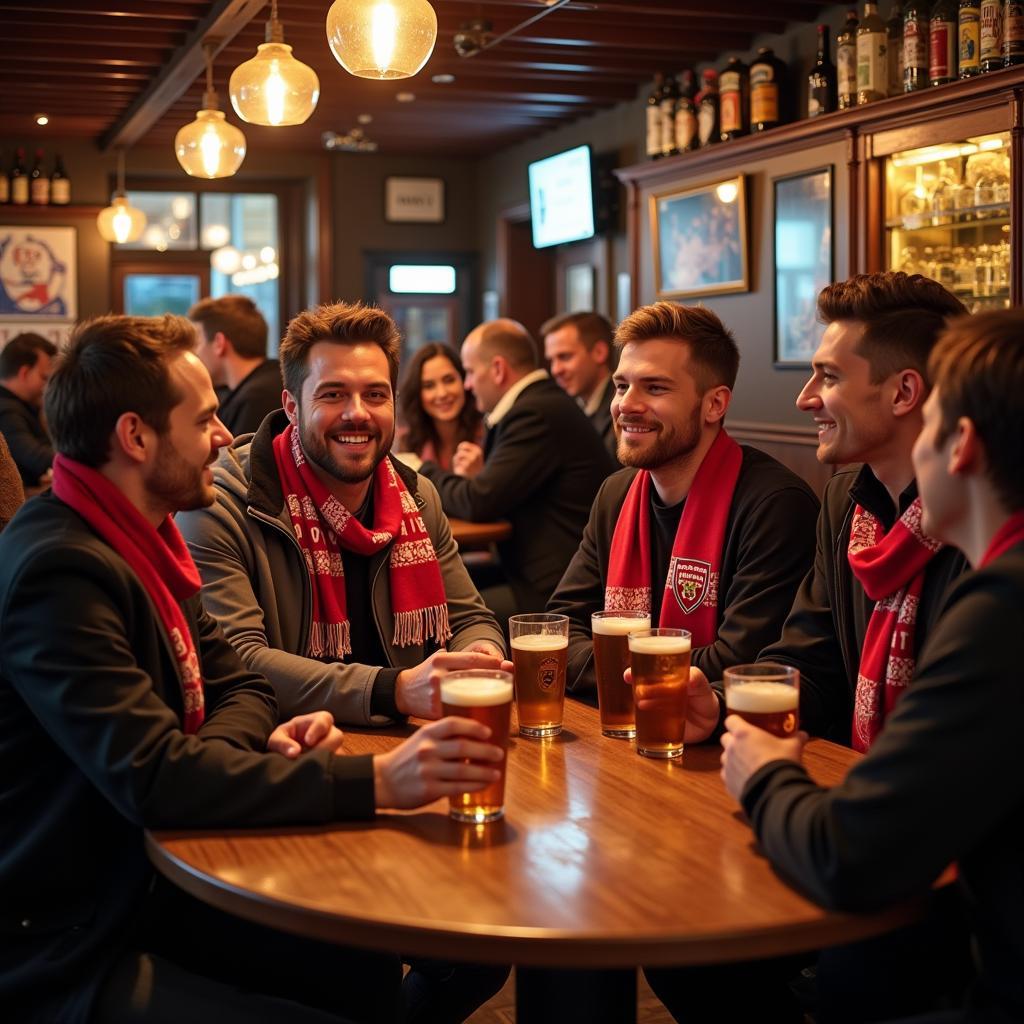 Football Fans Discussing the Game at a Pub