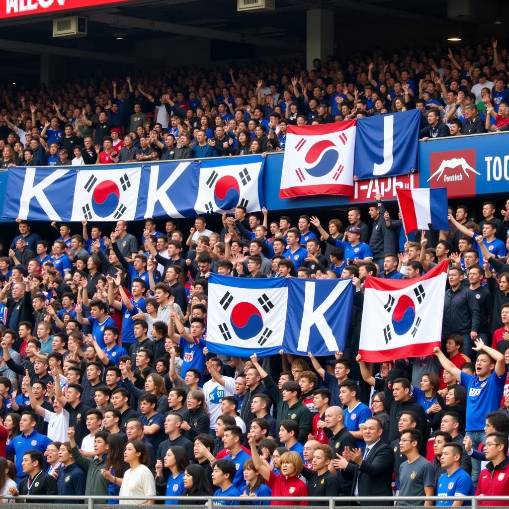 Football Fans Performing K-Pop Chants at Stadium