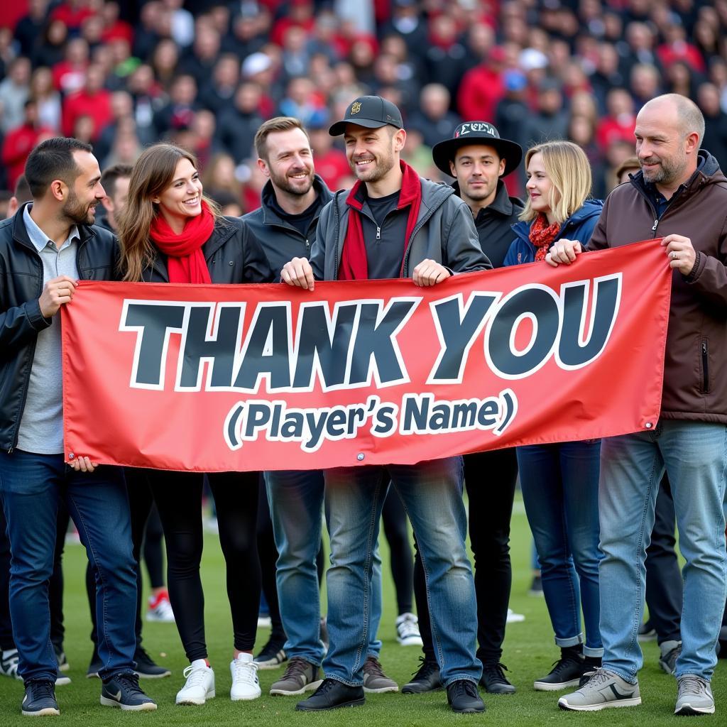 Football Fans Holding Farewell Banner