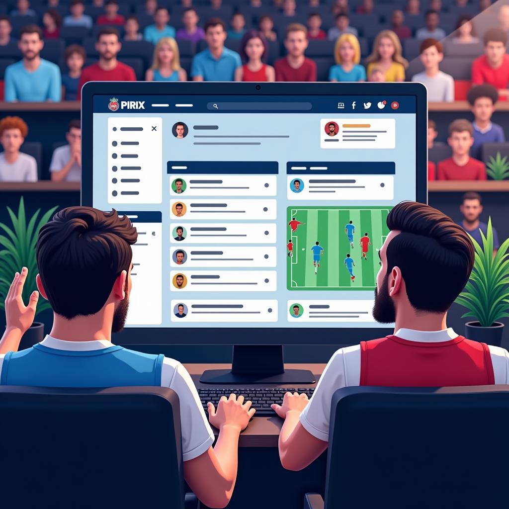 Football fans discussing the game on an online forum