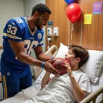 Footballer surprises a fan with a planned meet and greet.