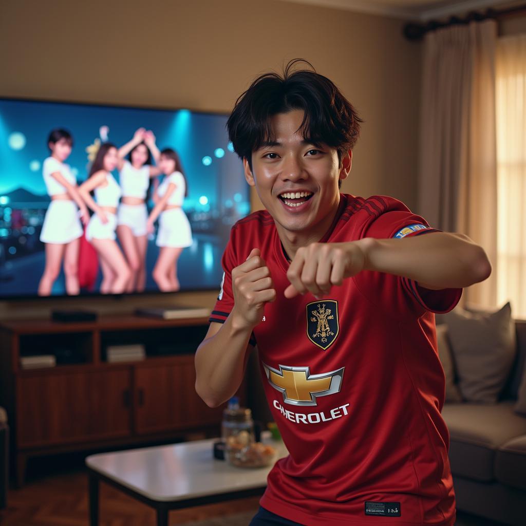 Football Player Dancing to K-Pop