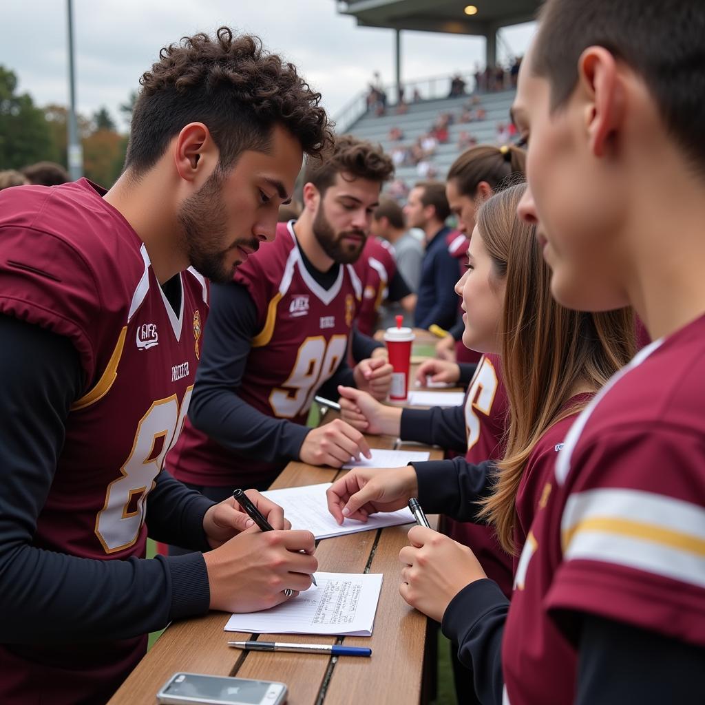 Football Team Meeting Fans