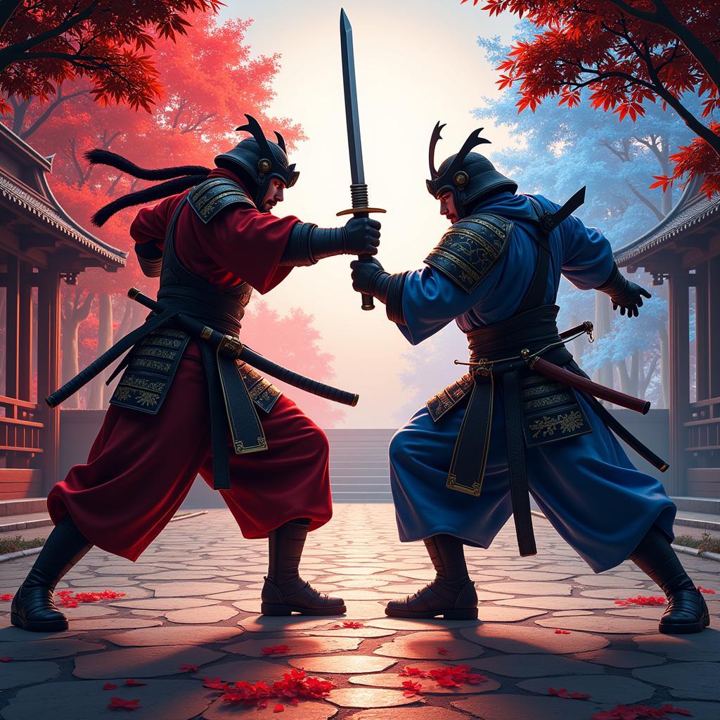 Intense duel between two For Honor Samurai