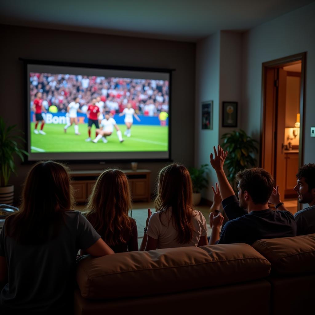 Friends Watching a Football Match Together