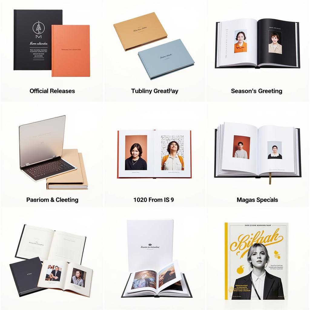 Display of various fromis_9 photobooks arranged aesthetically