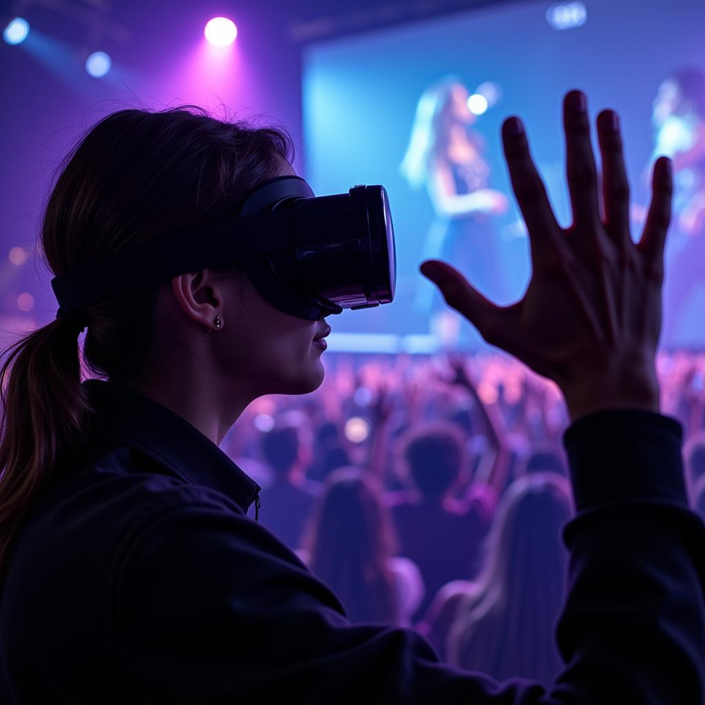 Fan experiencing virtual reality with their idol