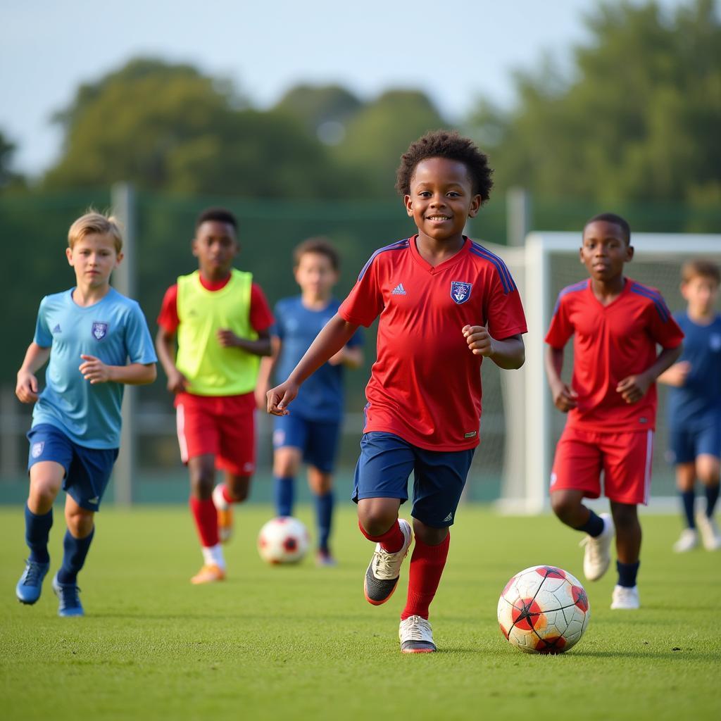 Young players training, representing the future of football