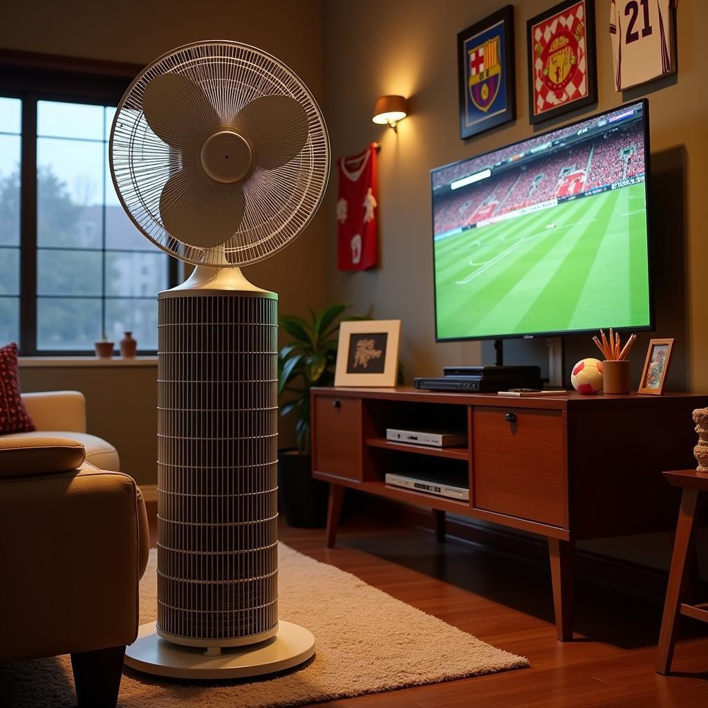 Fuziyama Tower Fan in a Football-Themed Living Room