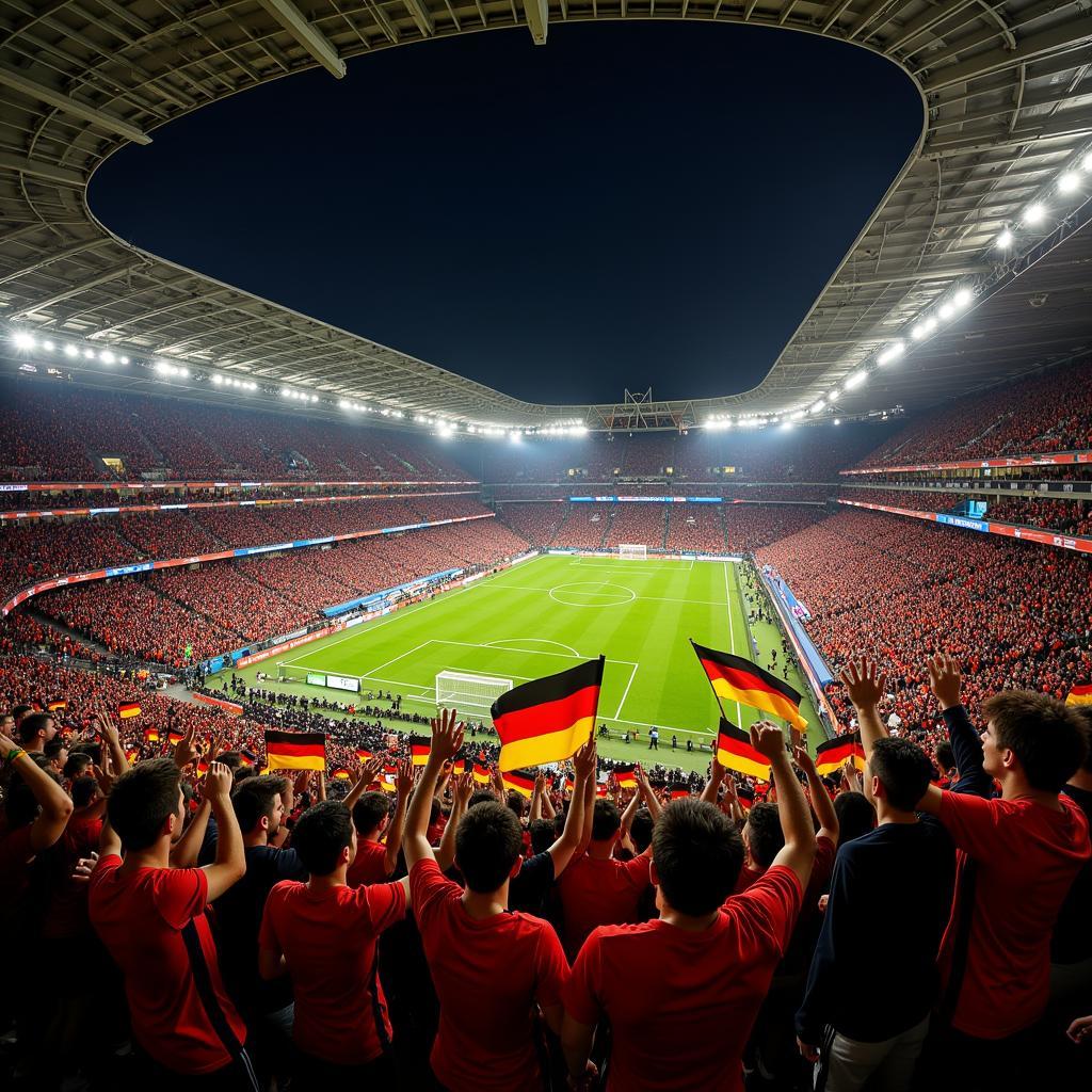 German Fans Cheering in Stadium