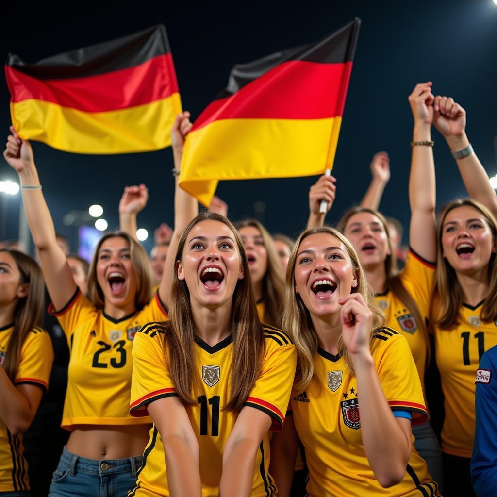 German Female Fans Cheering for the National Team