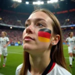 German Girl Fan Watching Intensely