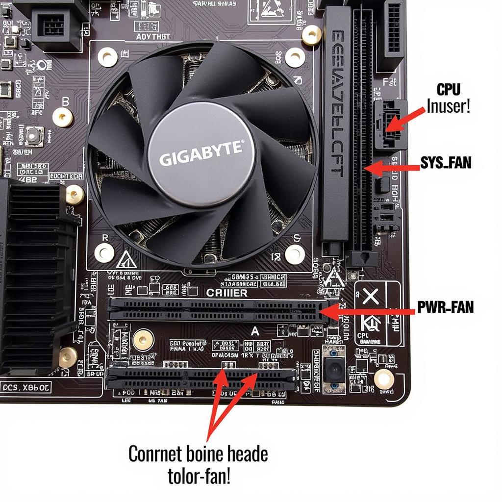 Gigabyte B75 motherboard with labeled fan headers