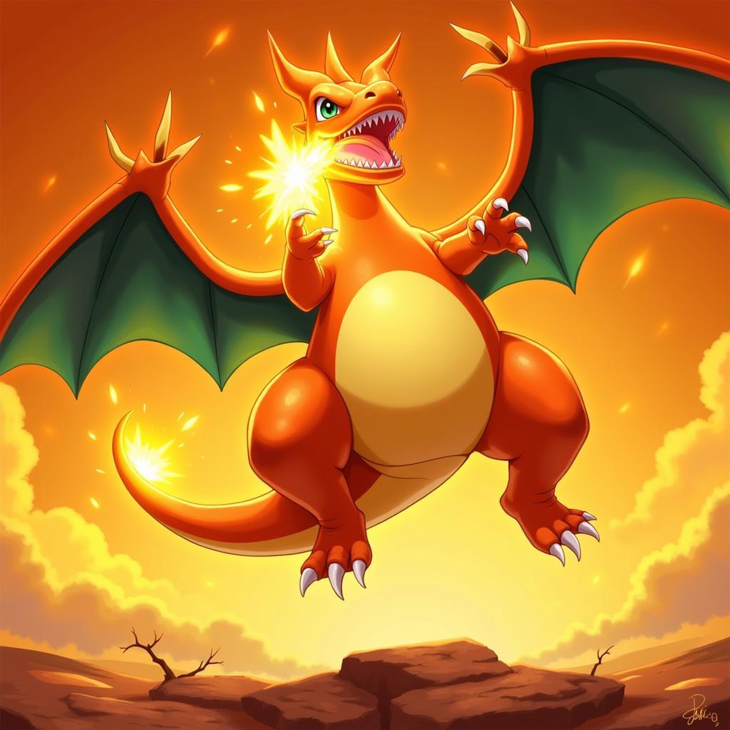 Gigantamax Charizard Unleashing a Fiery Breath