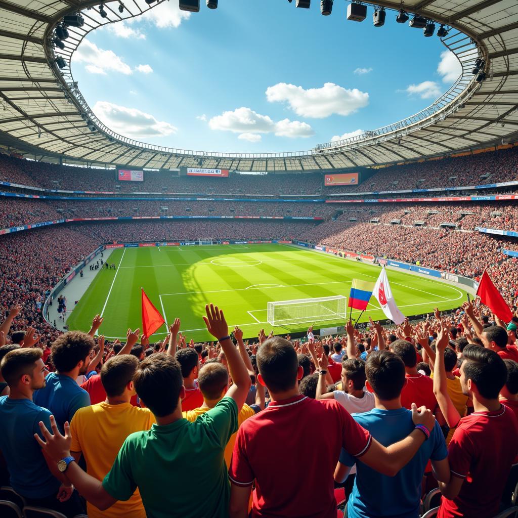 Global Football Fans Celebrating in a Stadium