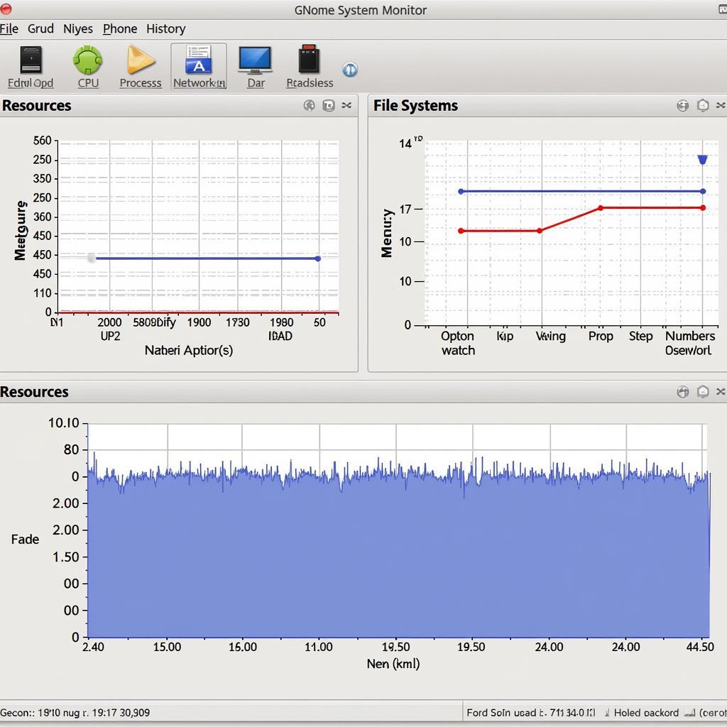 GNOME System Monitor displaying CPU fan speed and other system resource usage