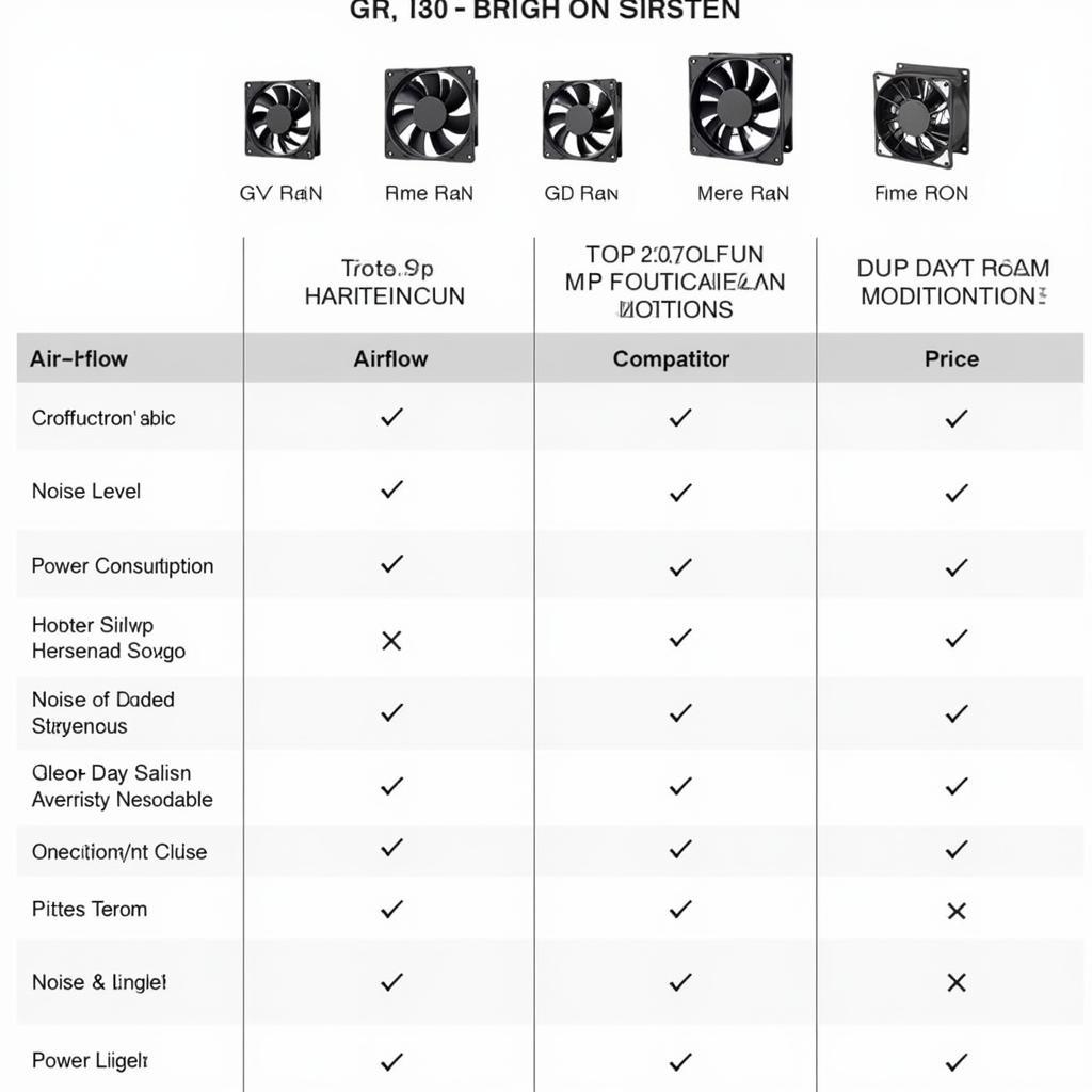 Comparison chart of the GP-200 fan against competitors