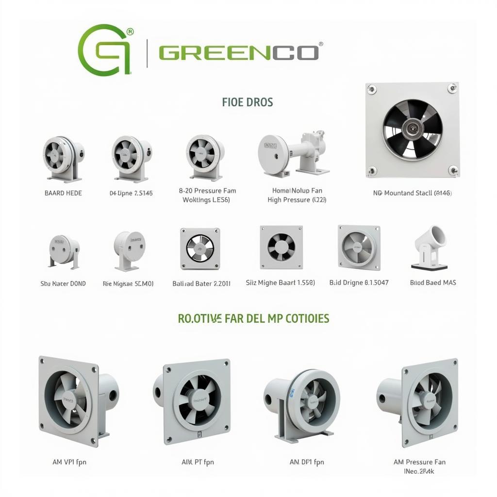 Various Greenco High Pressure Fan Models