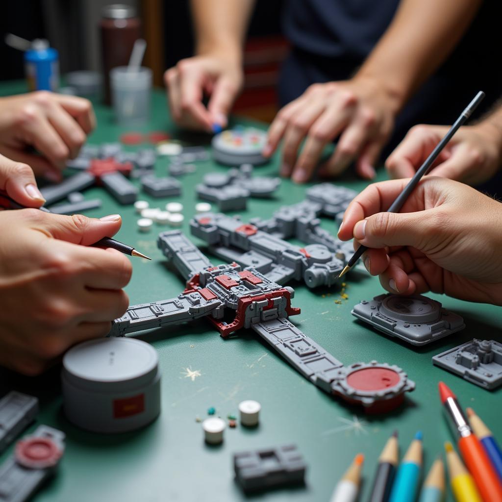 Gundam Fans Building Gunpla Together