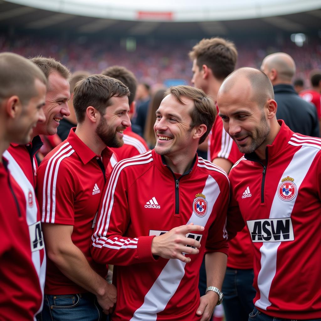 Members of a Hamburg SV fan club gathering for a pre-match event