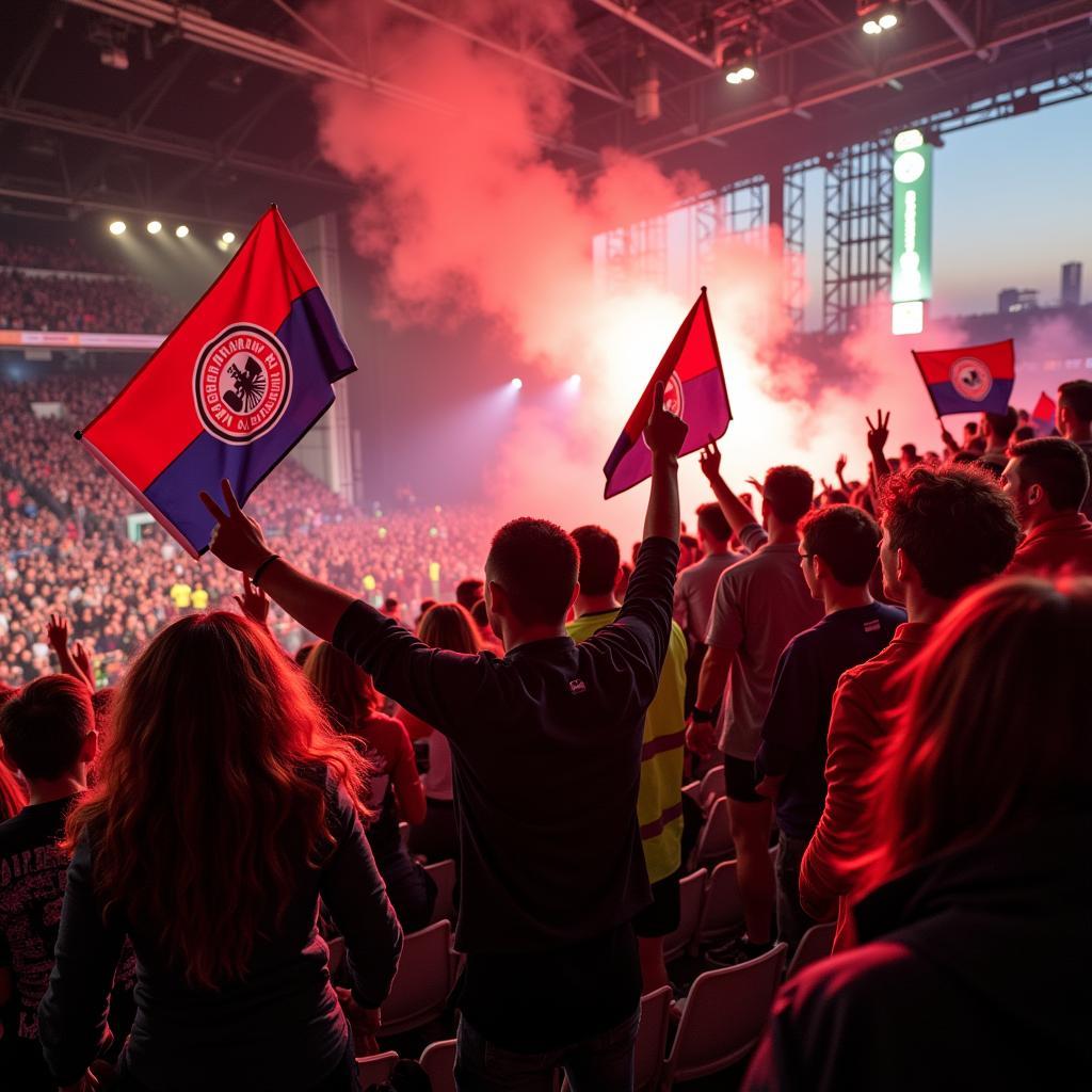 Hamburg SV fans celebrating a victory at the Volksparkstadion