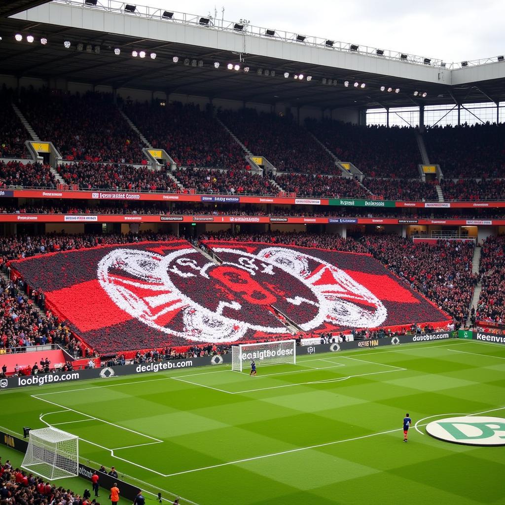 Hamburg SV fans displaying a massive tifo at the Nordderby against Werder Bremen