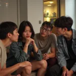 Hanoi teens engaged in a discussion about TFBoys