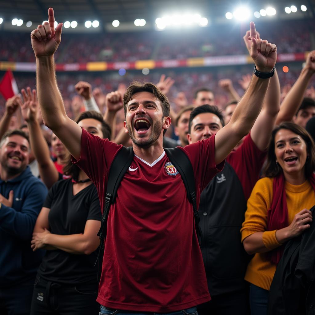 Hardcore Fan Celebrating Victory