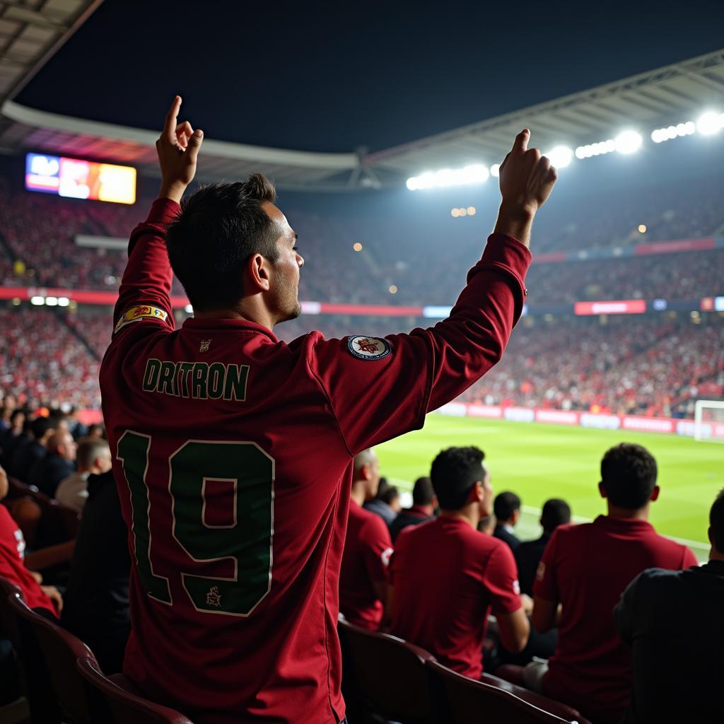 Hardcore Fan Cheering in the Stadium