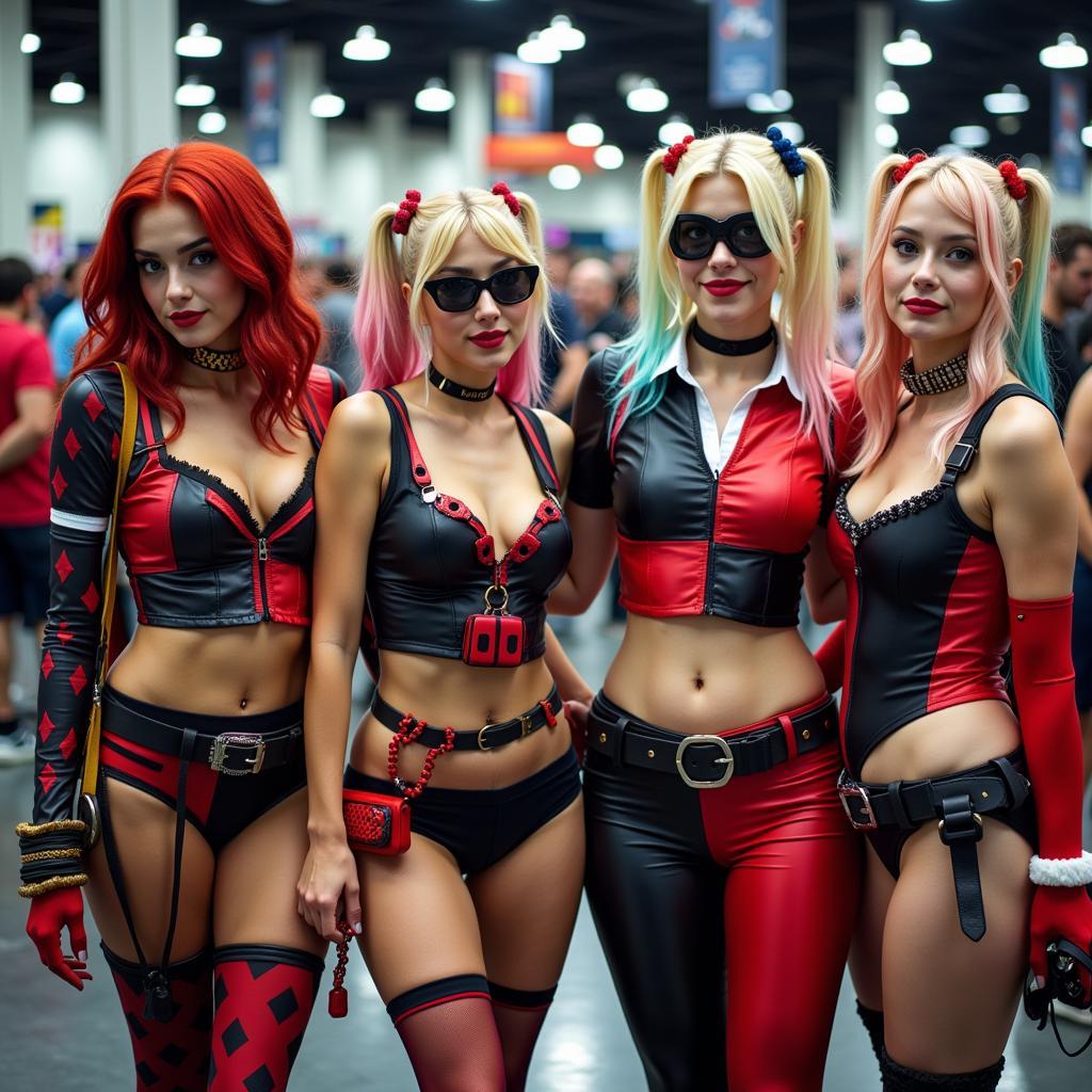 Harley Quinn Cosplayers at Comic Con