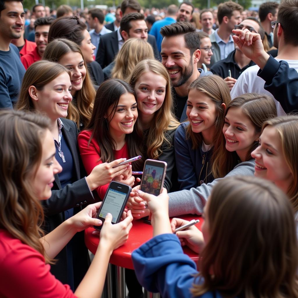 Fans interacting with Hero Team members at a fan meeting