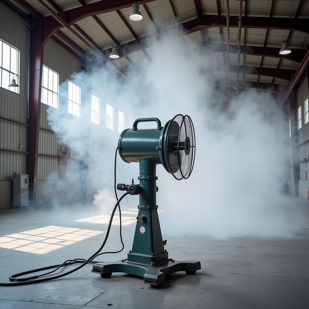 A high-velocity misting fan designed for cooling large areas.