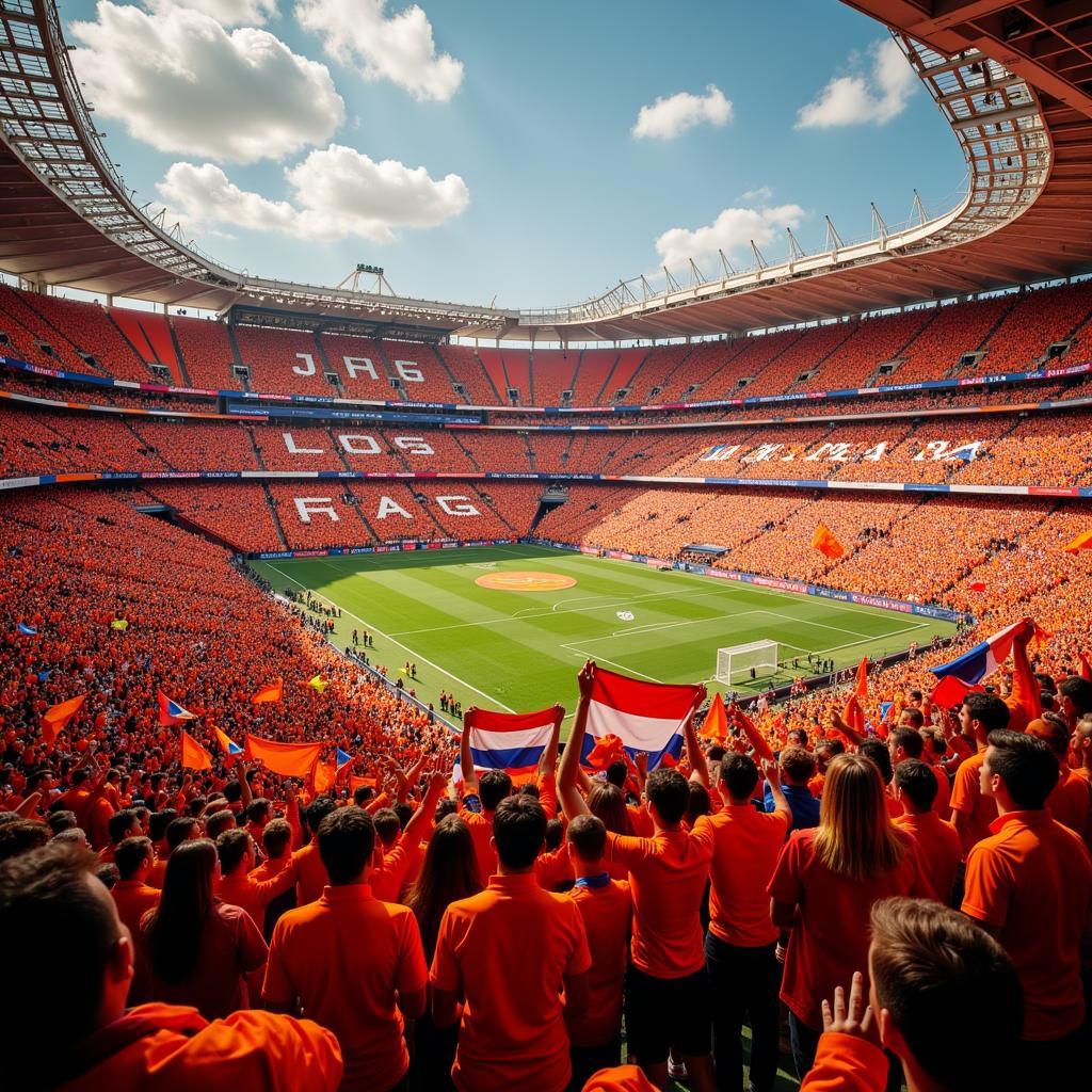 Holland fans create a sea of orange in the stadium