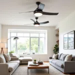 Modern Living Room with HPM Ceiling Sweep Fan