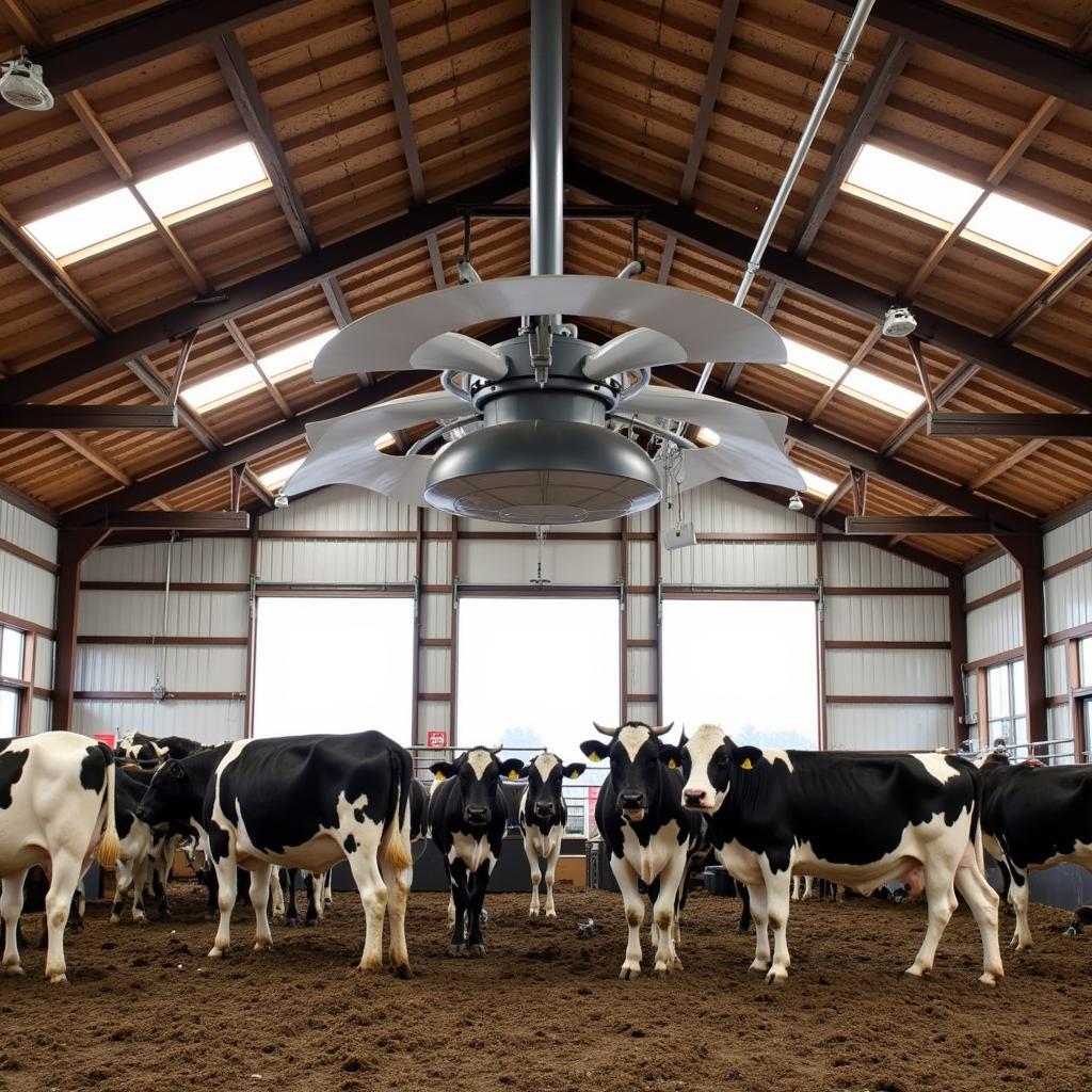 HVLS Fan Cooling an Agricultural Barn