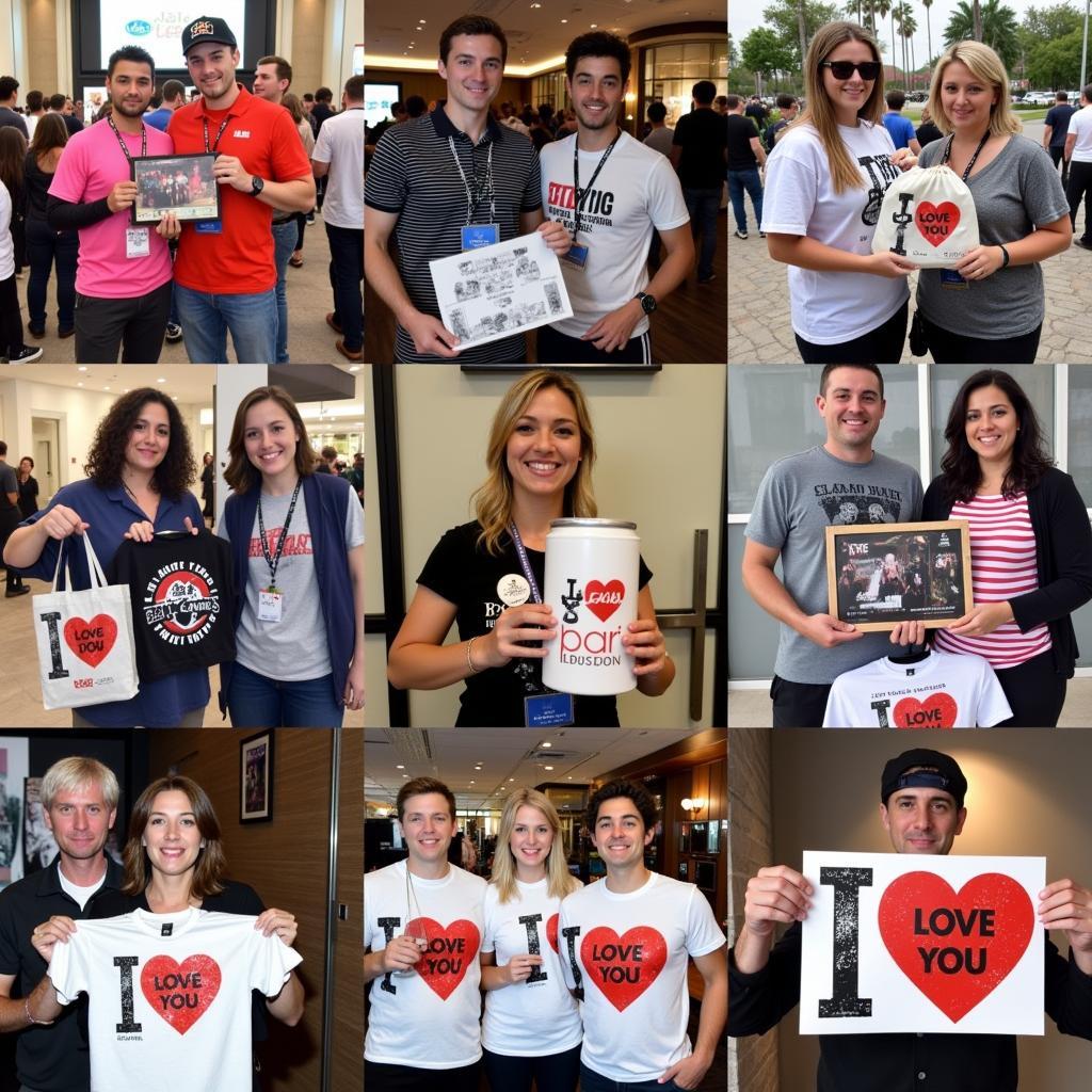 Fans with merchandise from the I Love You Fan Party 2019