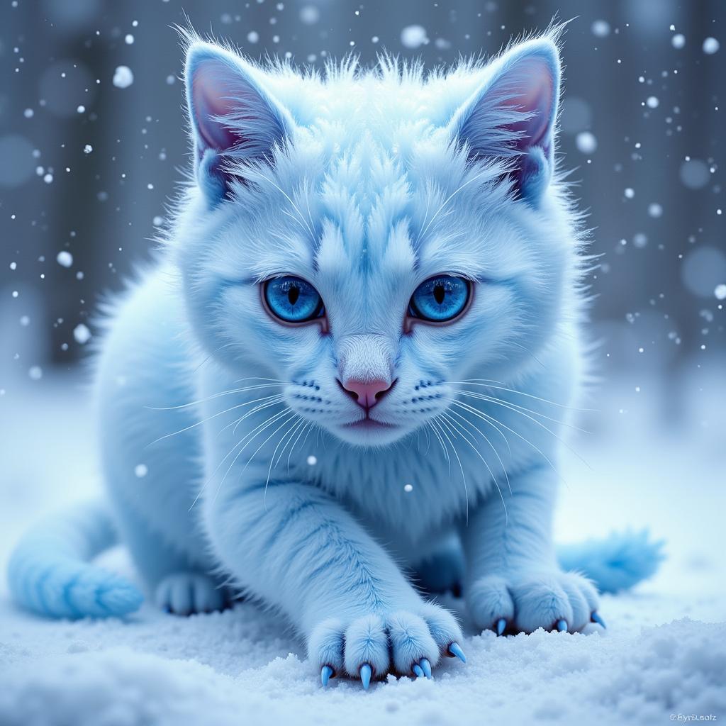 Ice Crystal Cat Fan Art - A Stunning Depiction