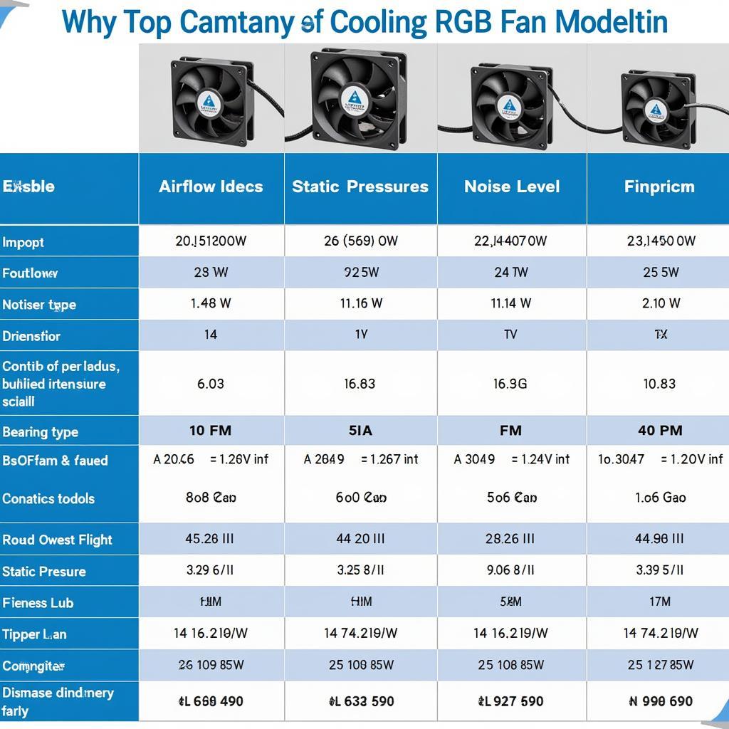 ID Cooling RGB Fan Model Comparison Chart