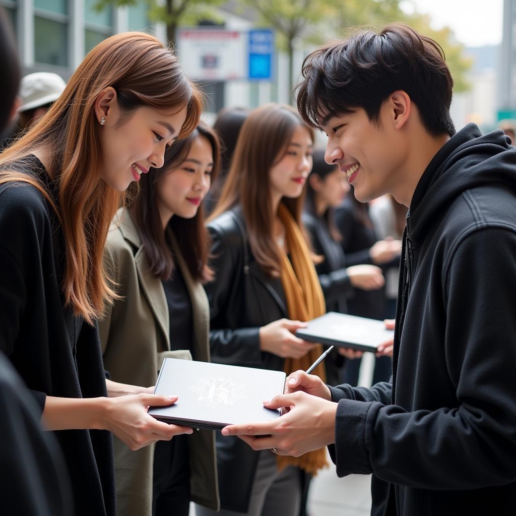 Idol and Fan Interaction at a Fansign