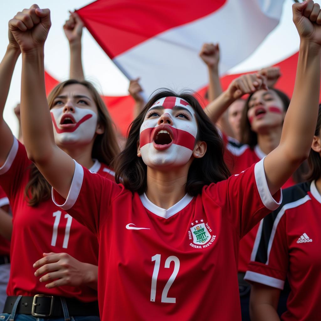 Indonesia Choreography Fans Chanting and Waving Flags