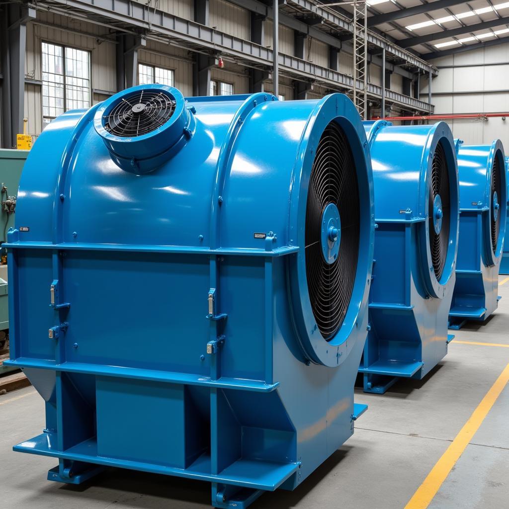 Industrial Blue Fan Ventilation System