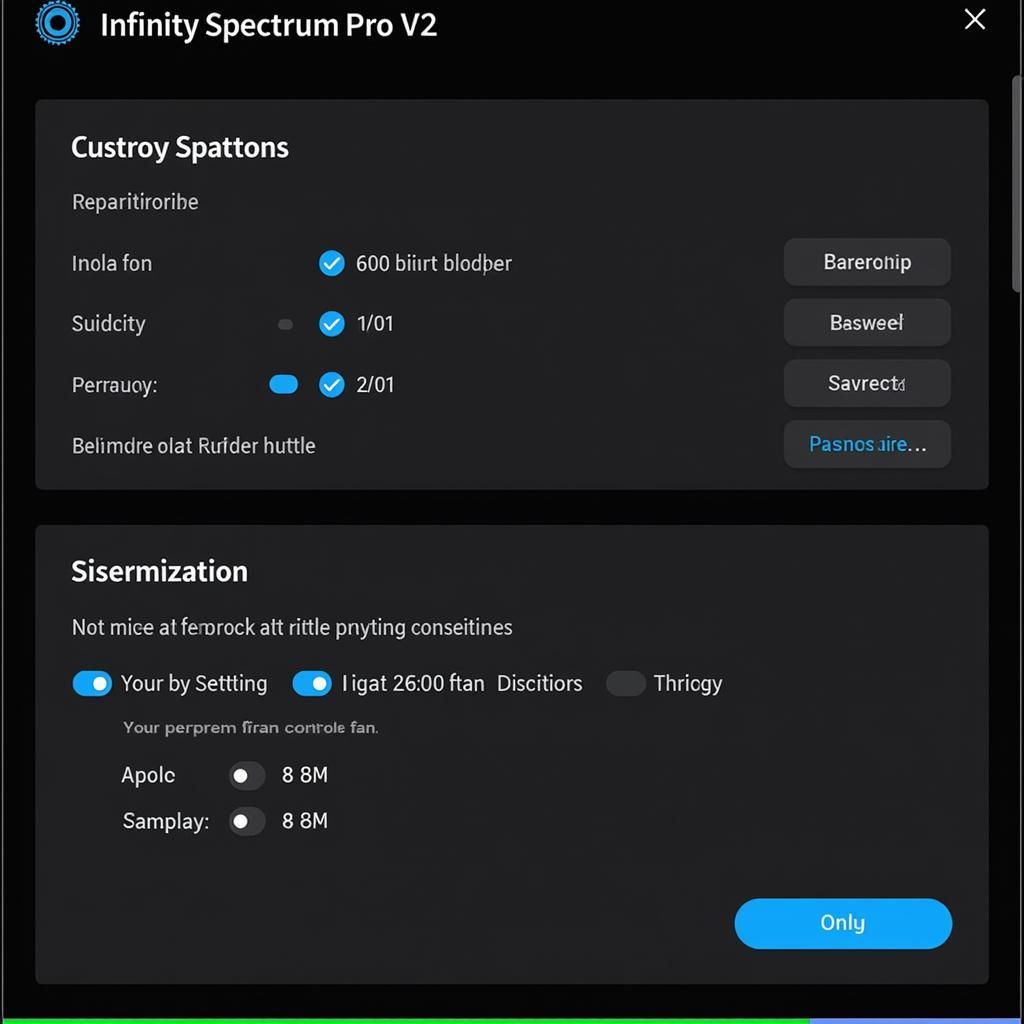 Infinity Spectrum Pro V2 Software Interface