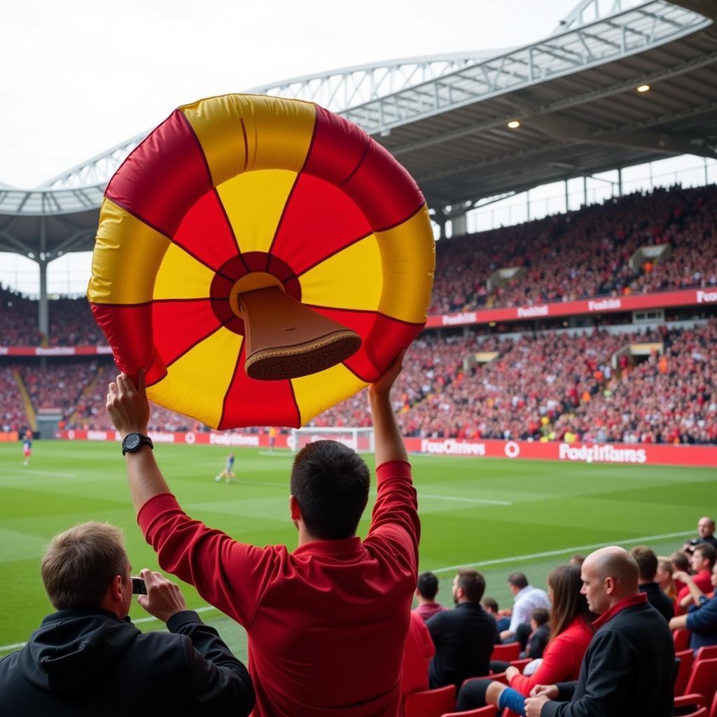 Inflatable fan in a football stadium