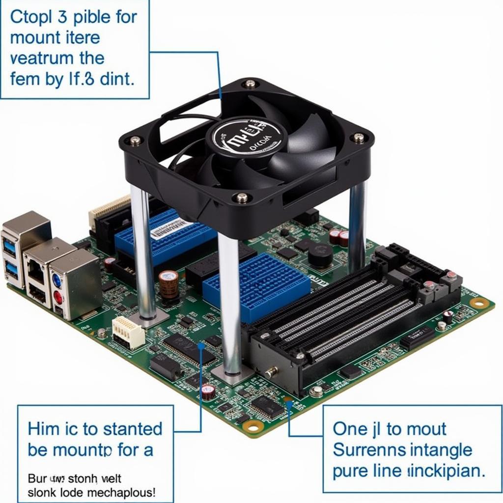 Intel stock fan installed on a motherboard