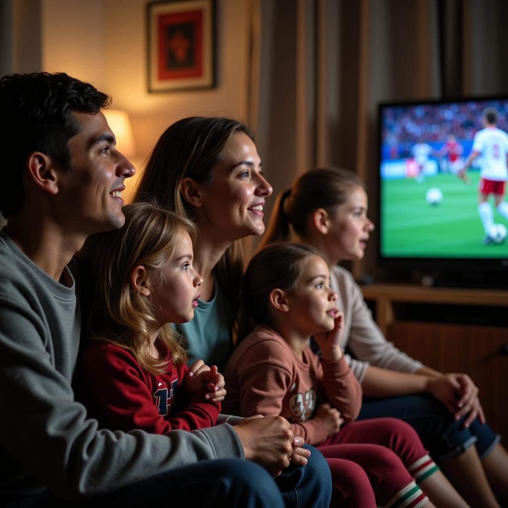 Iranian Family Watching Football Together