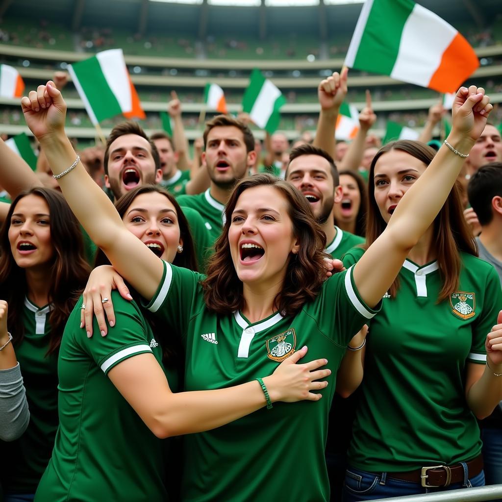 Irish Fans Celebrating a Victory