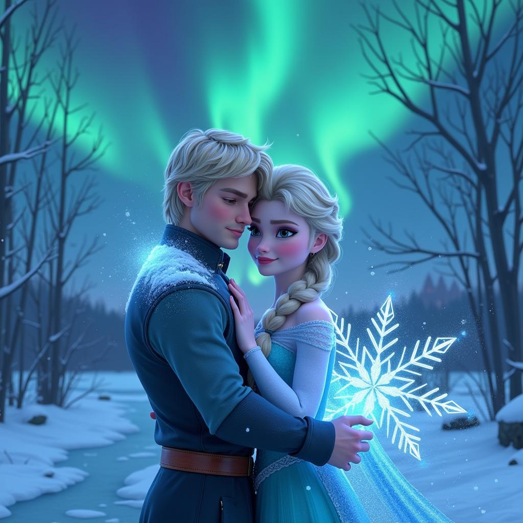 Jack Frost and Elsa Share a Romantic Moment Under the Northern Lights