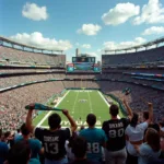 Jacksonville Jaguars fans celebrate during the early years of the franchise